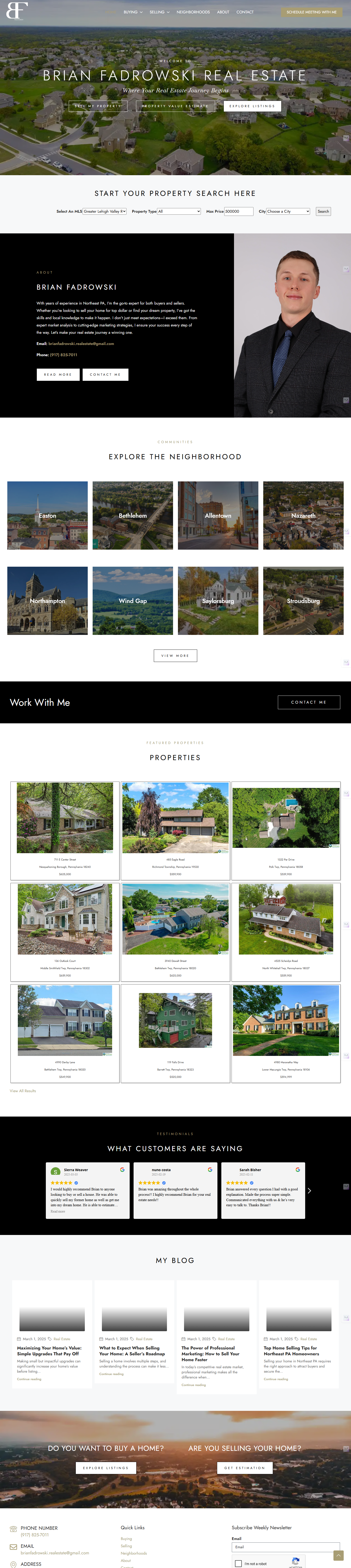 Brian Fadrowski Real Estate website — MLS portal Pennsylvania USA