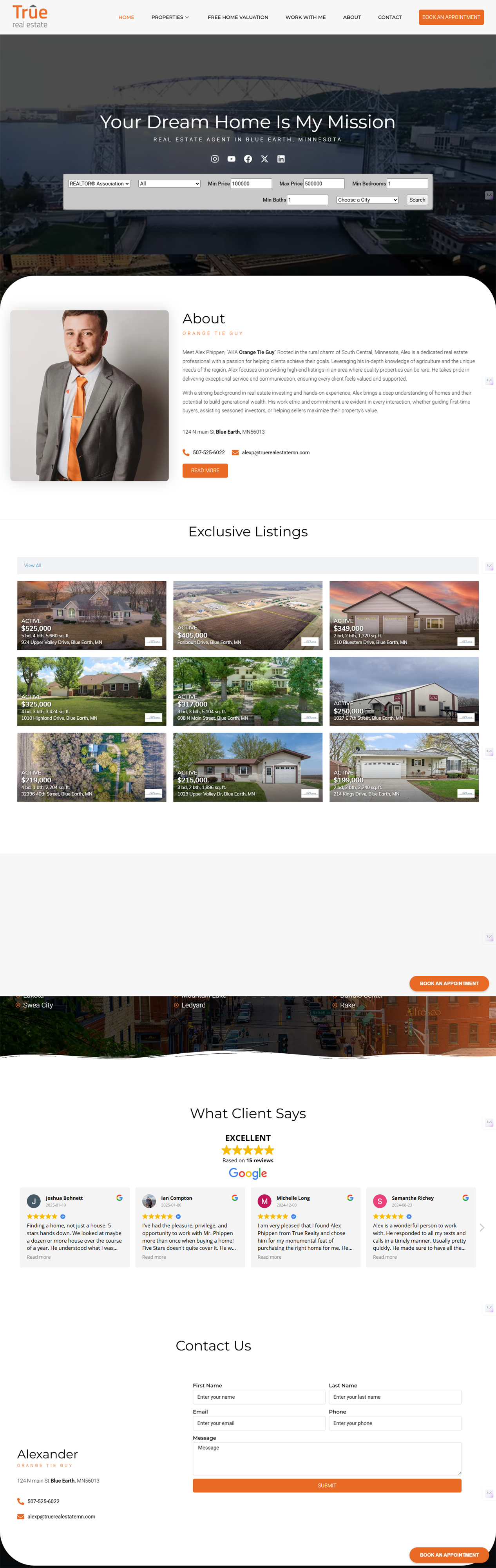 True Real Estate agent website Blue Earth Minnesota USA
